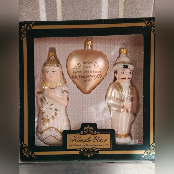 Vintage Kurt Adler Bridal Glass Ornaments Set of 3 - Picture 1 of 6
